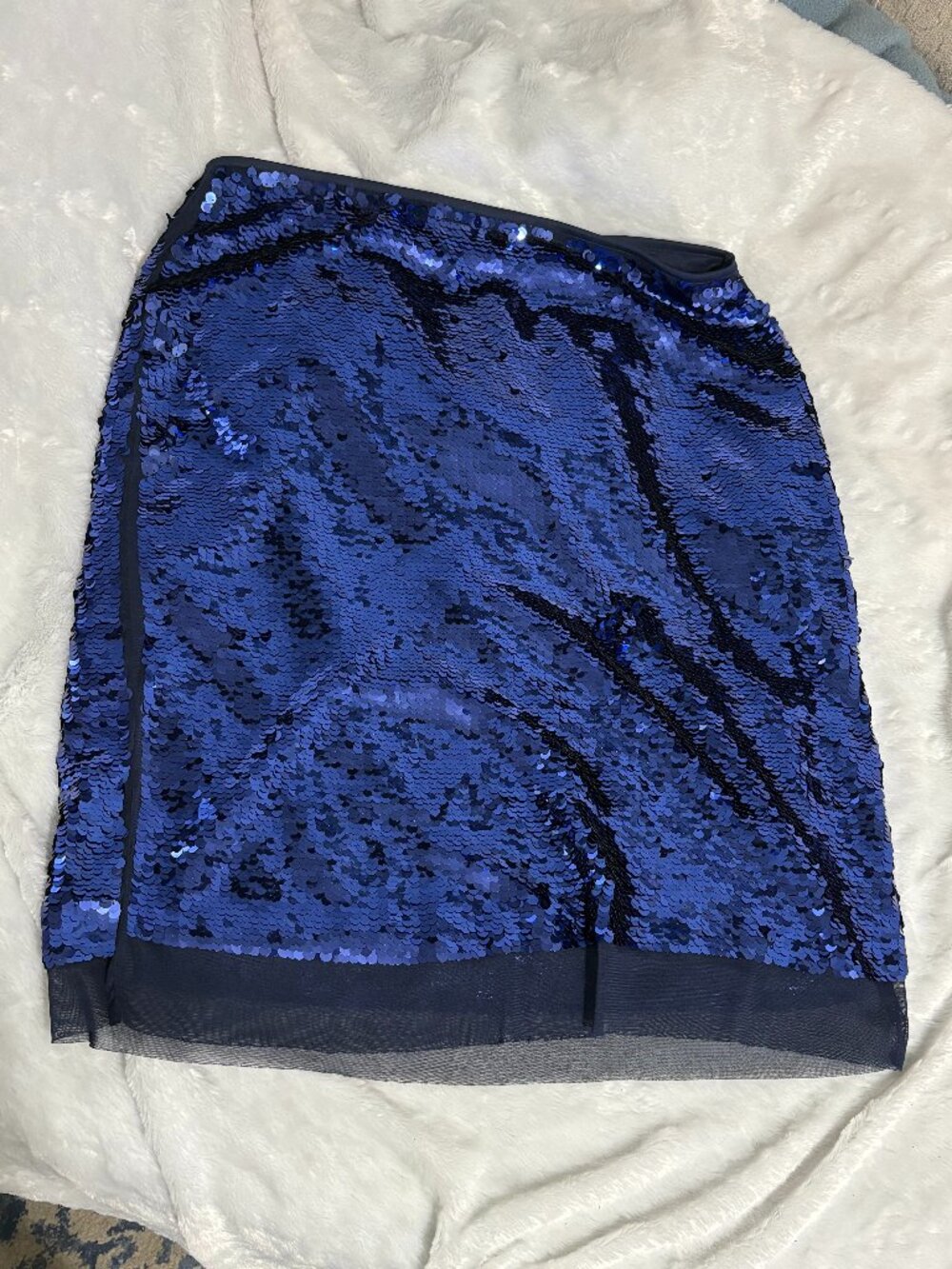 ELOQUII x Katie Sturino Blue Sequin Mesh Hem Skirt Size 18